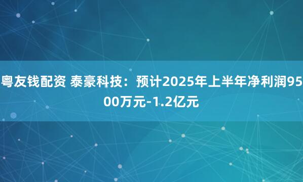 粤友钱配资 泰豪科技：预计2025年上半年净利润9500万元-1.2亿元